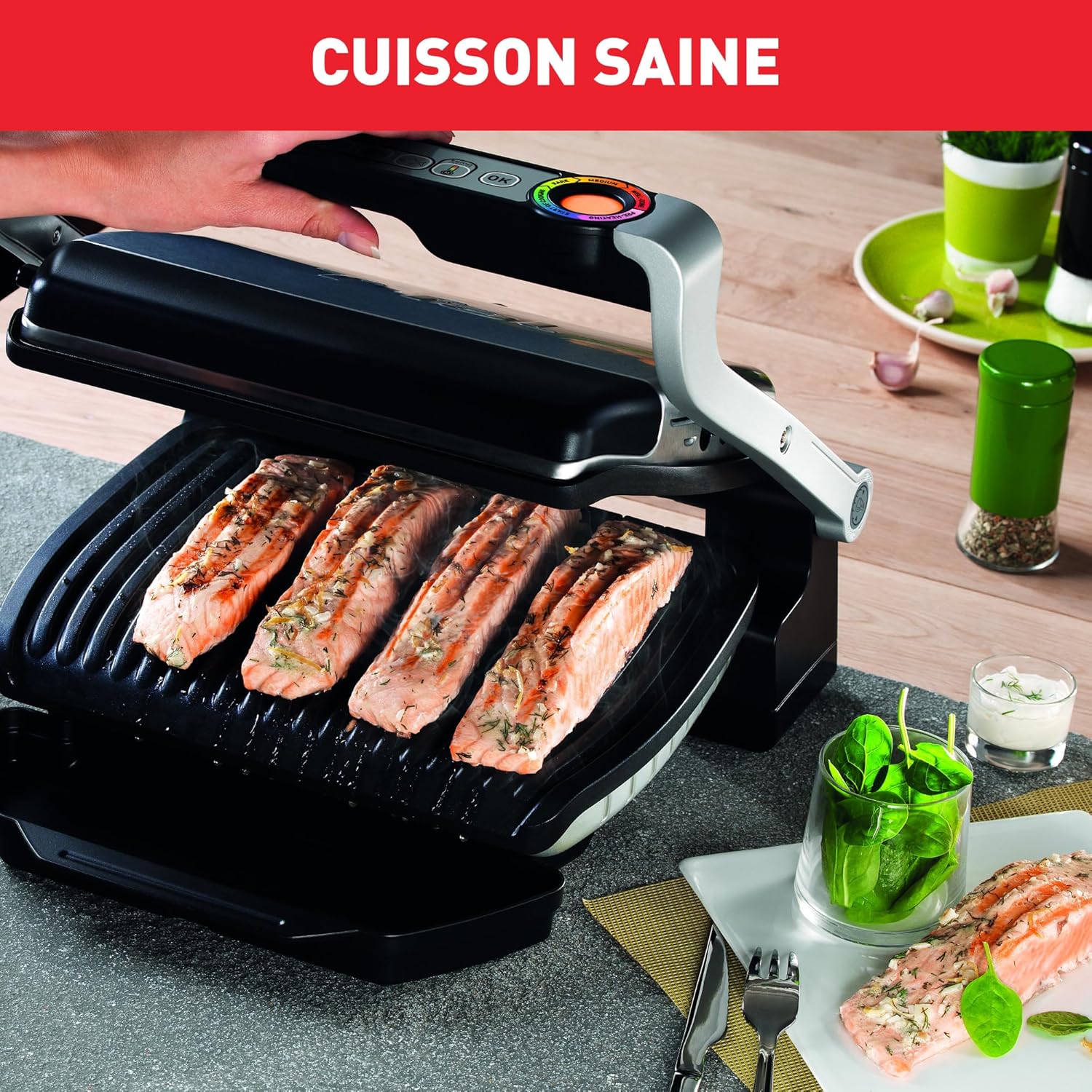 Tefal - Optigrill+ série - 4 personnes, 6 programmes, mode manuel, GC712D12