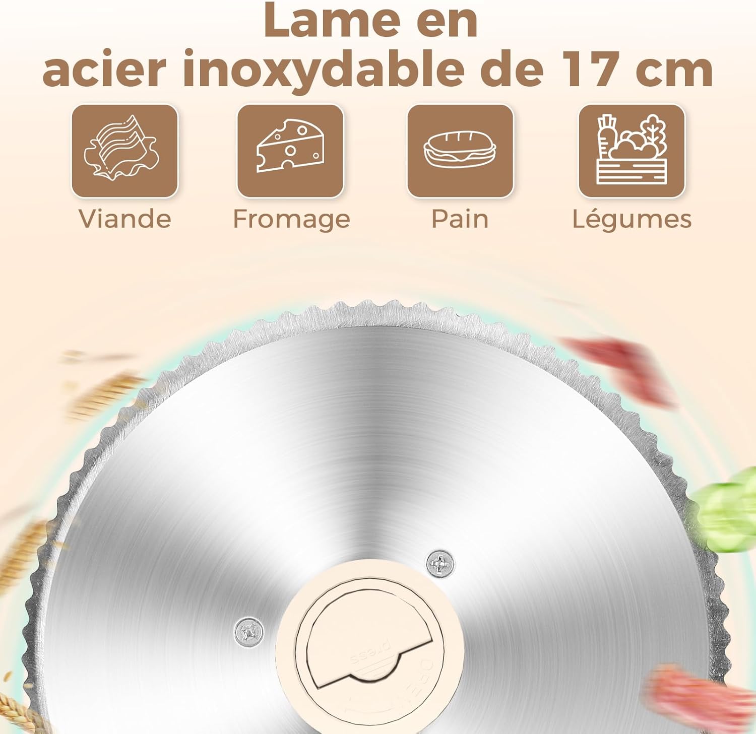 YASHE - trancheuse électrique pliable, 17cm, 180W, épaisseur réglable