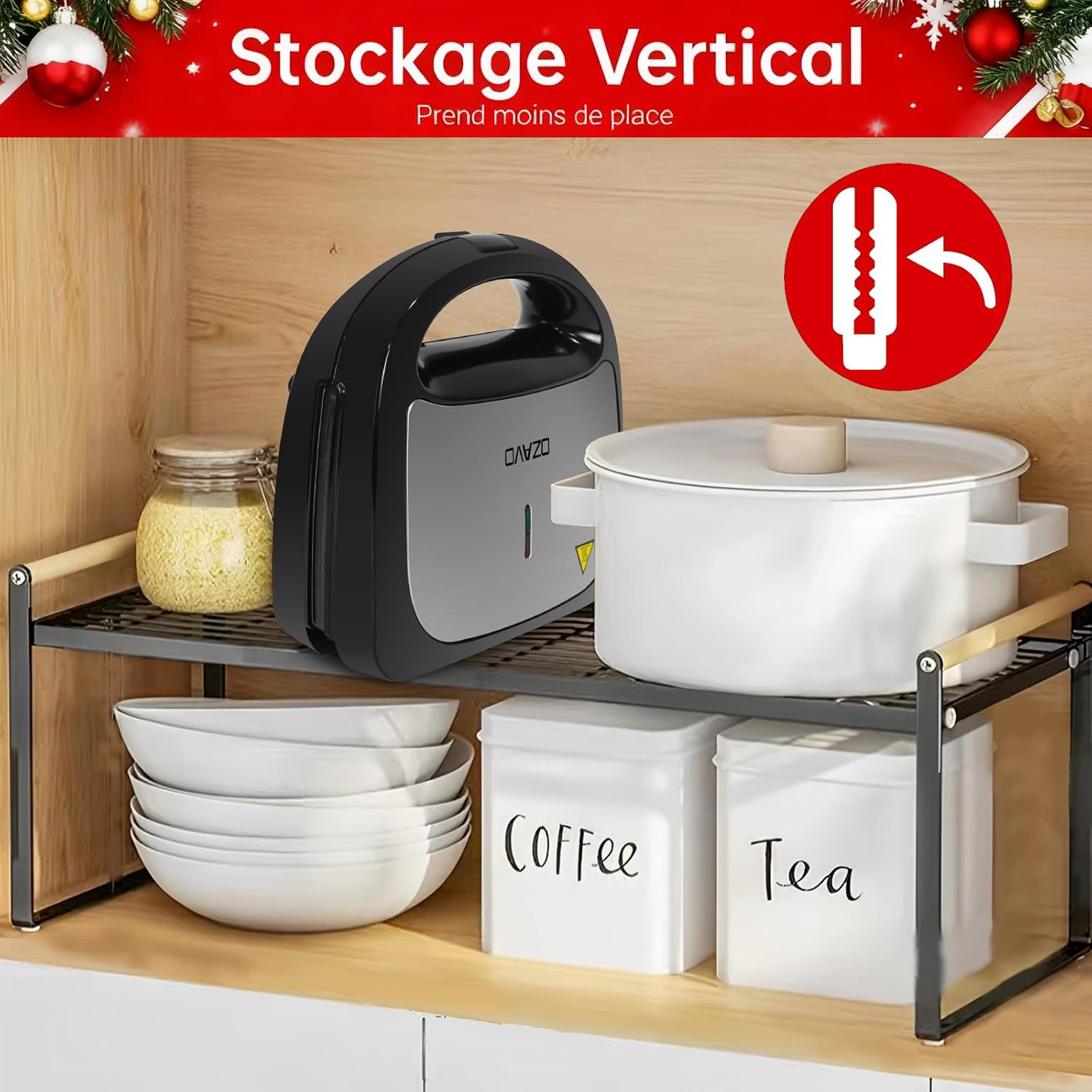 Appareil à Croque Monsieur 3 en 1 - 750W, plaques antiadhésives, noir, gaufres/Sandwich/Grill