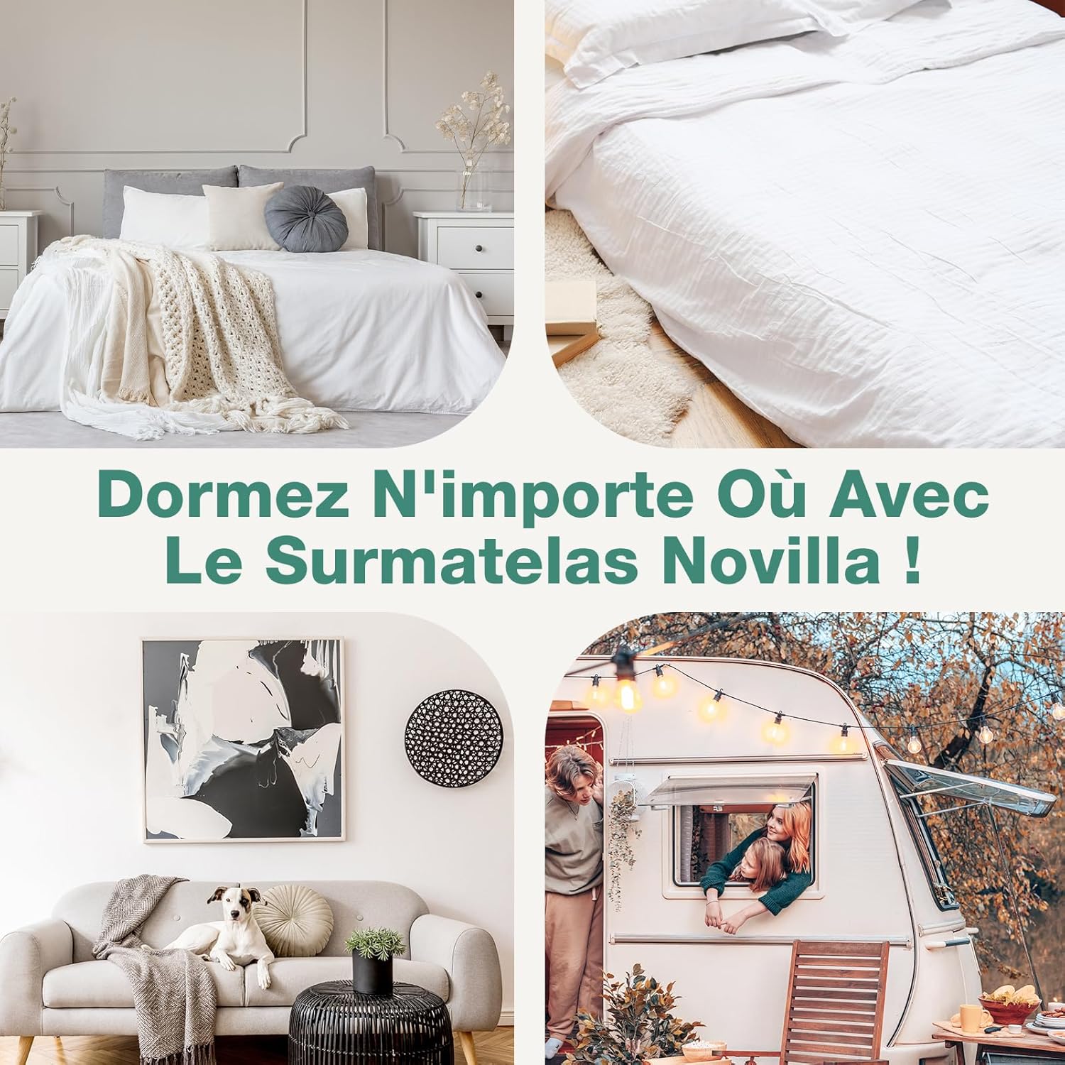 Novilla - Surmatelas Gel Mémoire 90x200, 5cm, doux, lavable