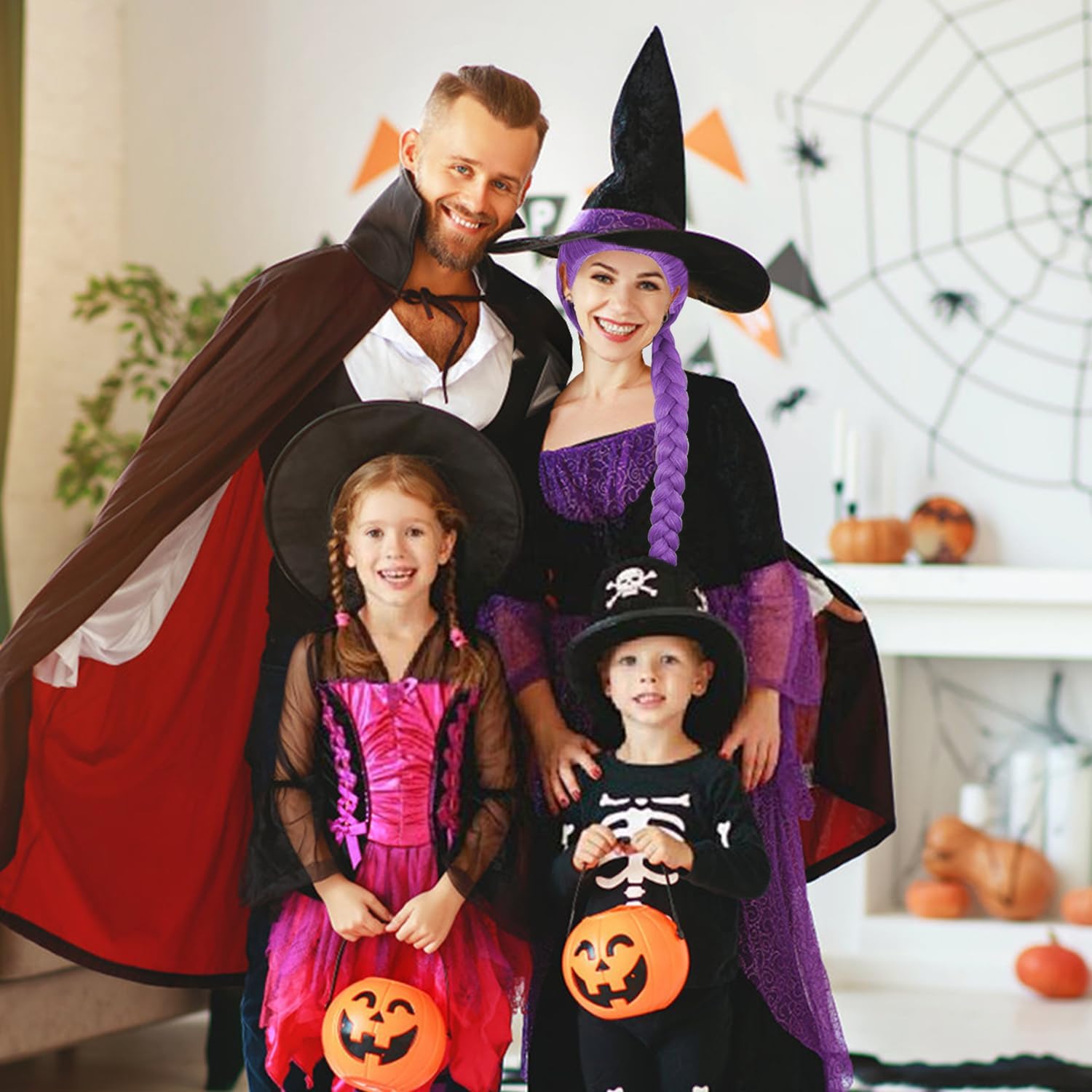 Perruque enfant - Chasseur violet - Taille junior - Accessoire réaliste pour Halloween et carnaval