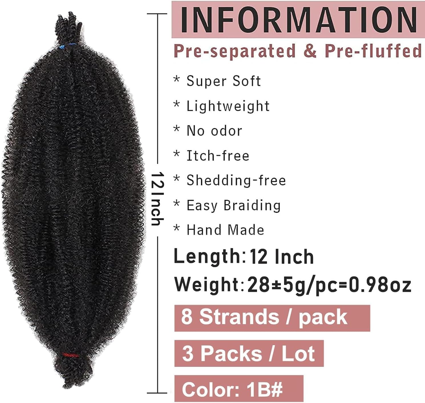 Xtrend - Soft Springy Afro Twist - 30,5cm - cheveux synthétiques naturels pour faux locs et twists