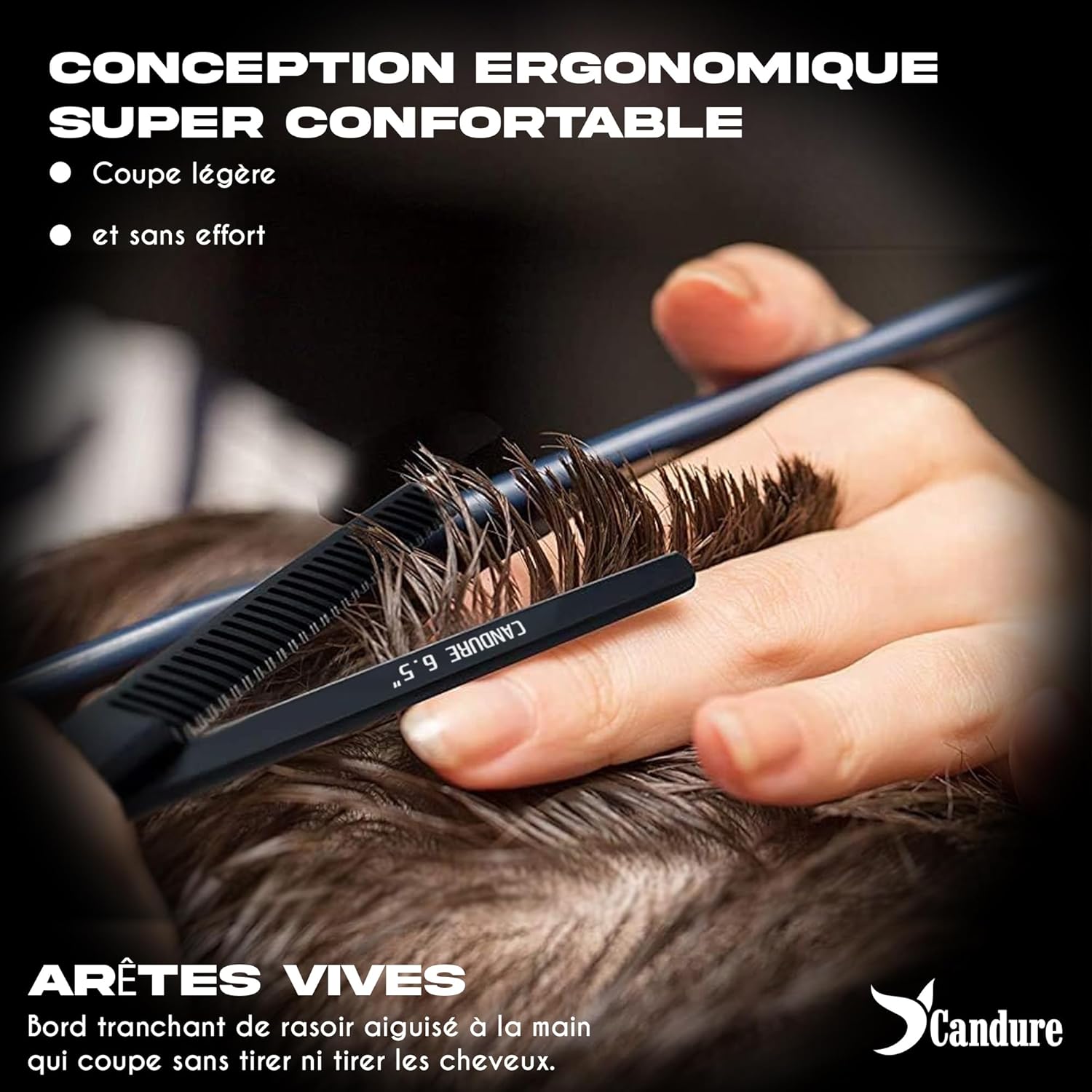 Candure - Set ciseaux de coiffure noir - 6,5