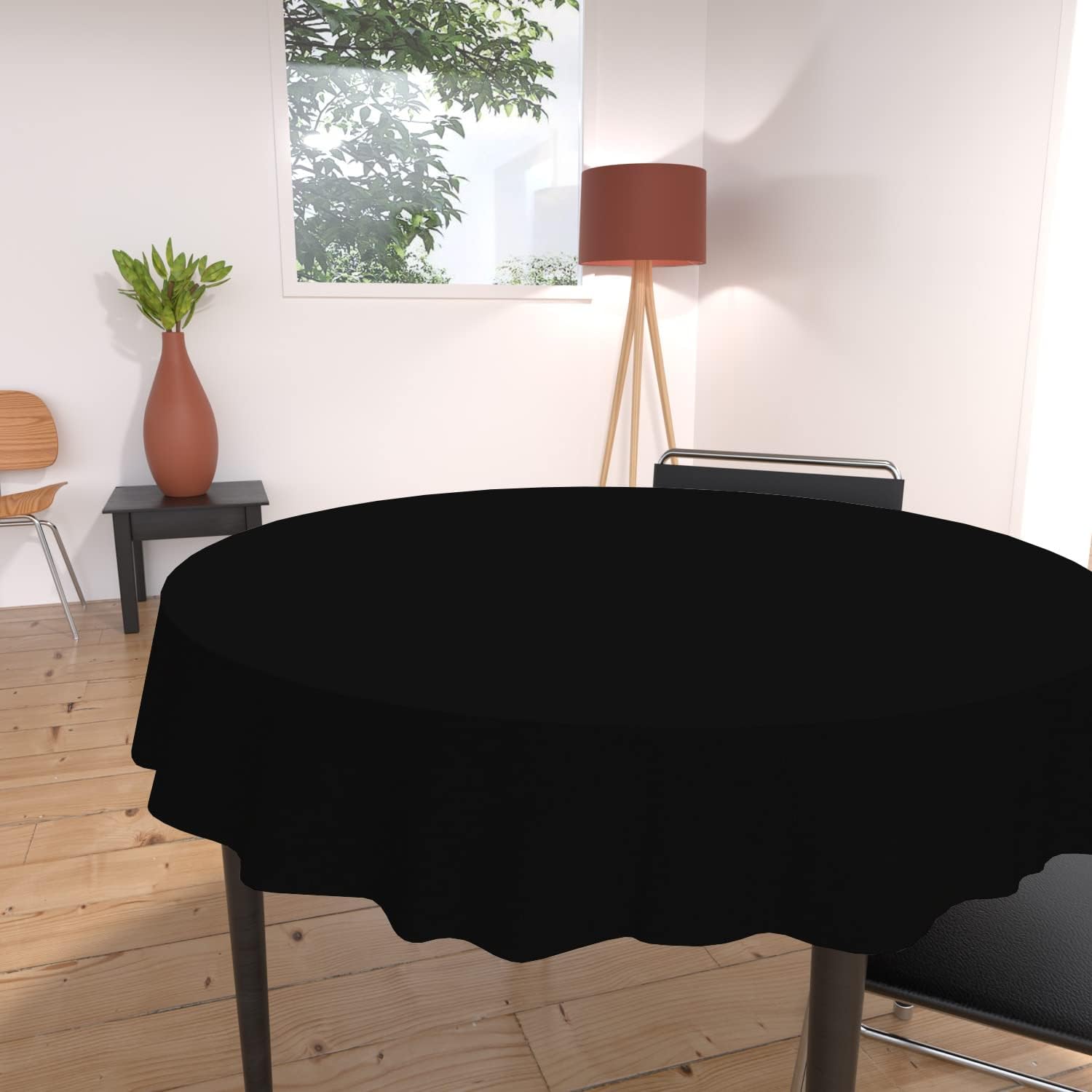 Soleil d'ocre - Nappe ronde noire anti-tâches, polyester, Ø180 cm