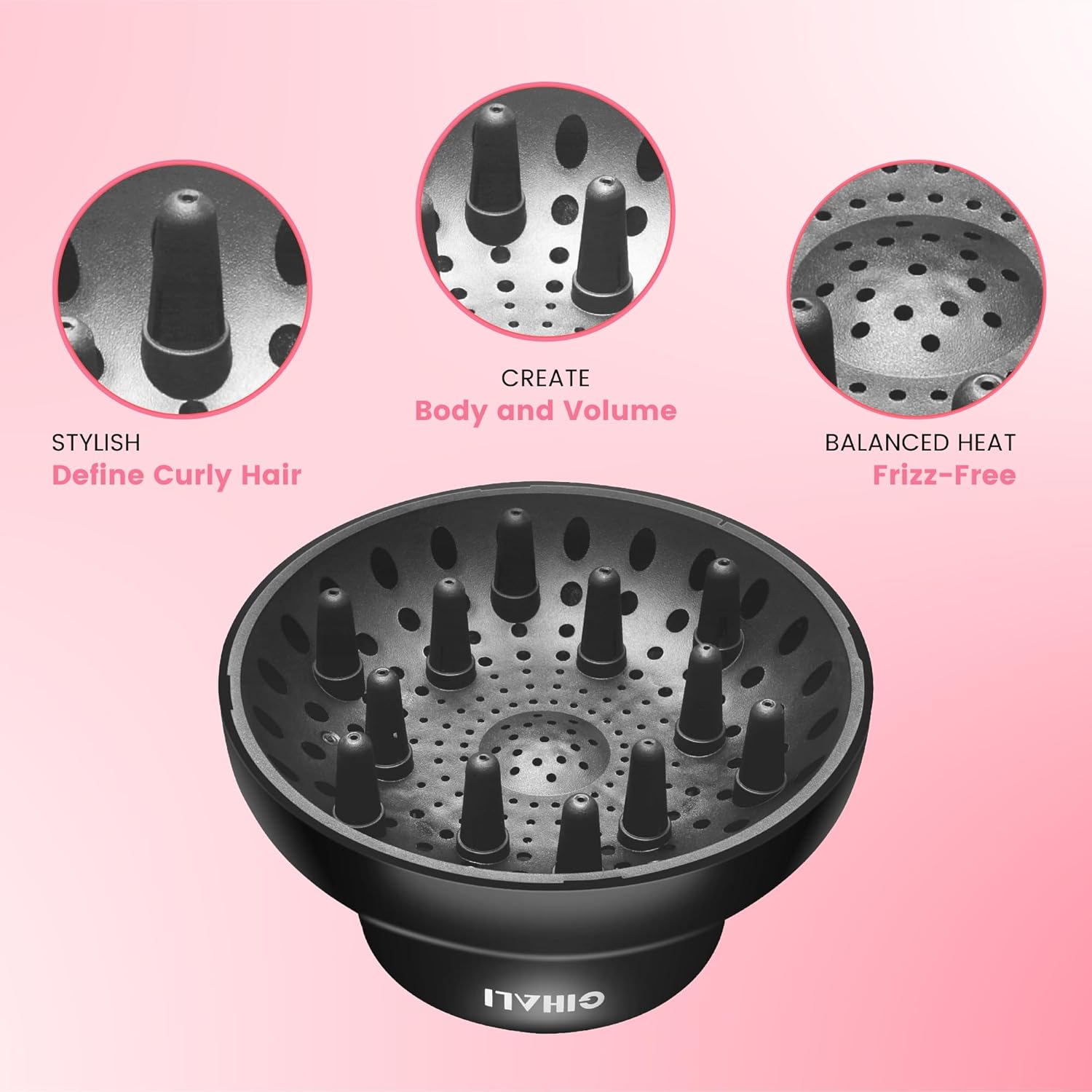 Diffuseur universel cheveux bouclés, 4.4-6.6 cm, robuste, anti-frisottis