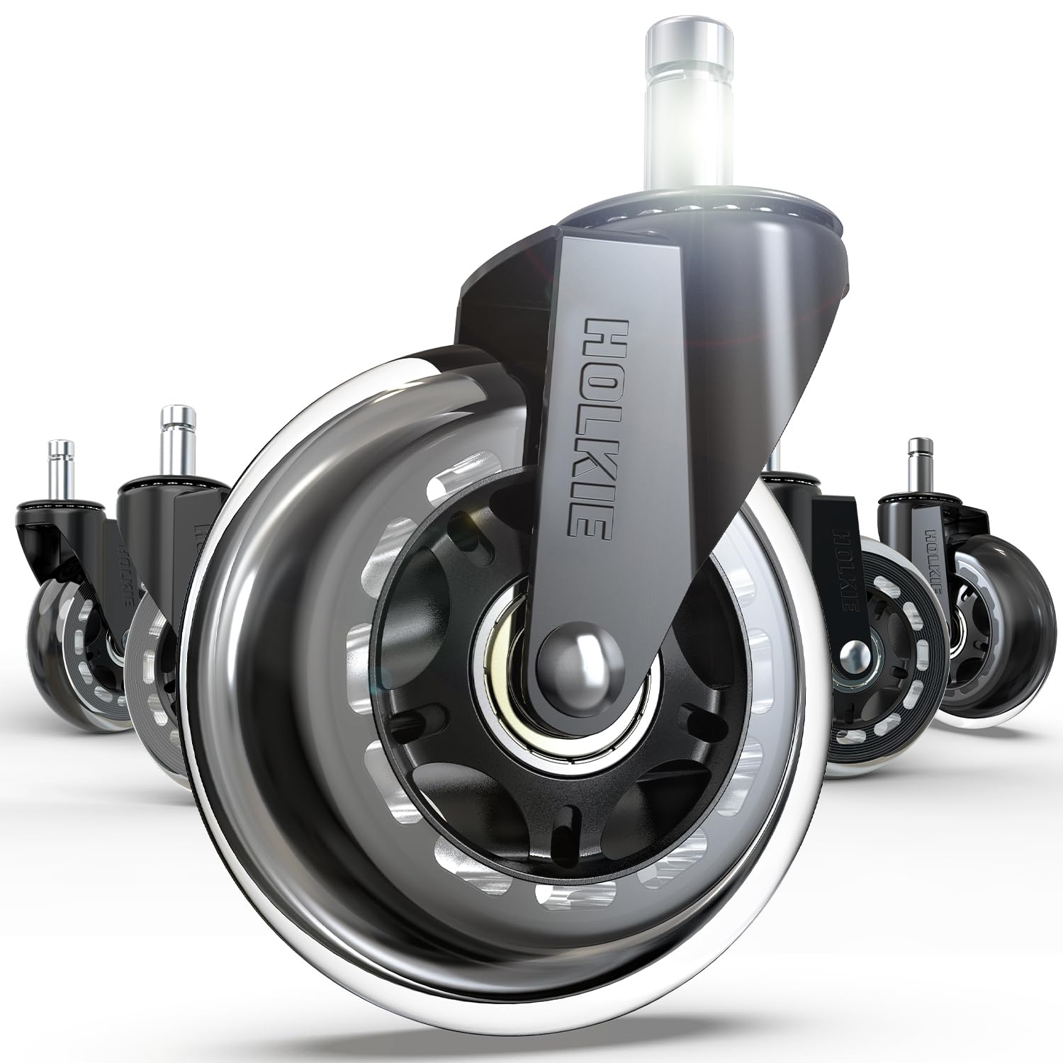 HOLKIE - roulettes chaise bureau - 11x22mm - caoutchouc robustes pour sols durs et tapis