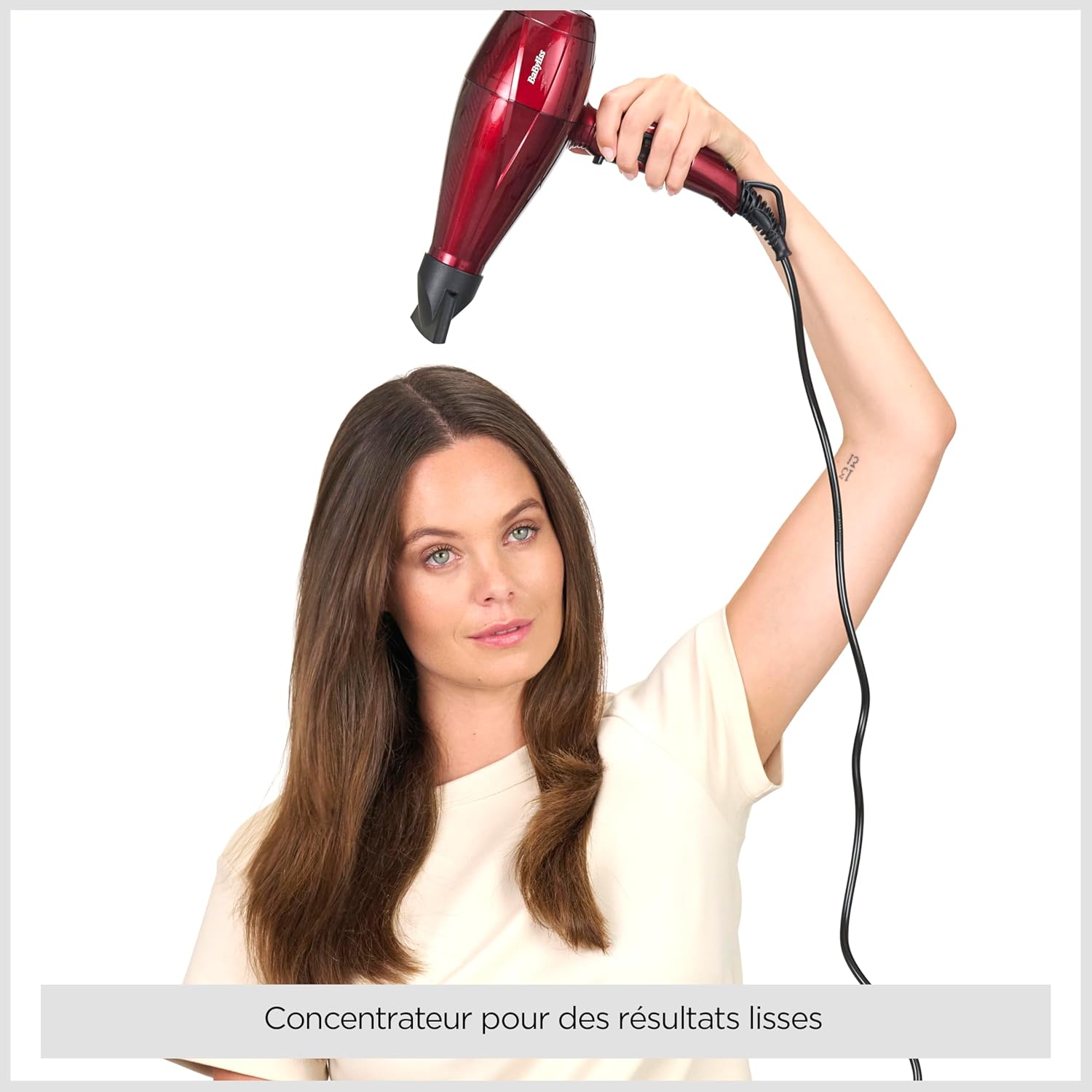 BaByliss - Sèche-cheveux Pro Digital, 2200W, ionique, 3 temp., 4 vit., rouge, 6001DE