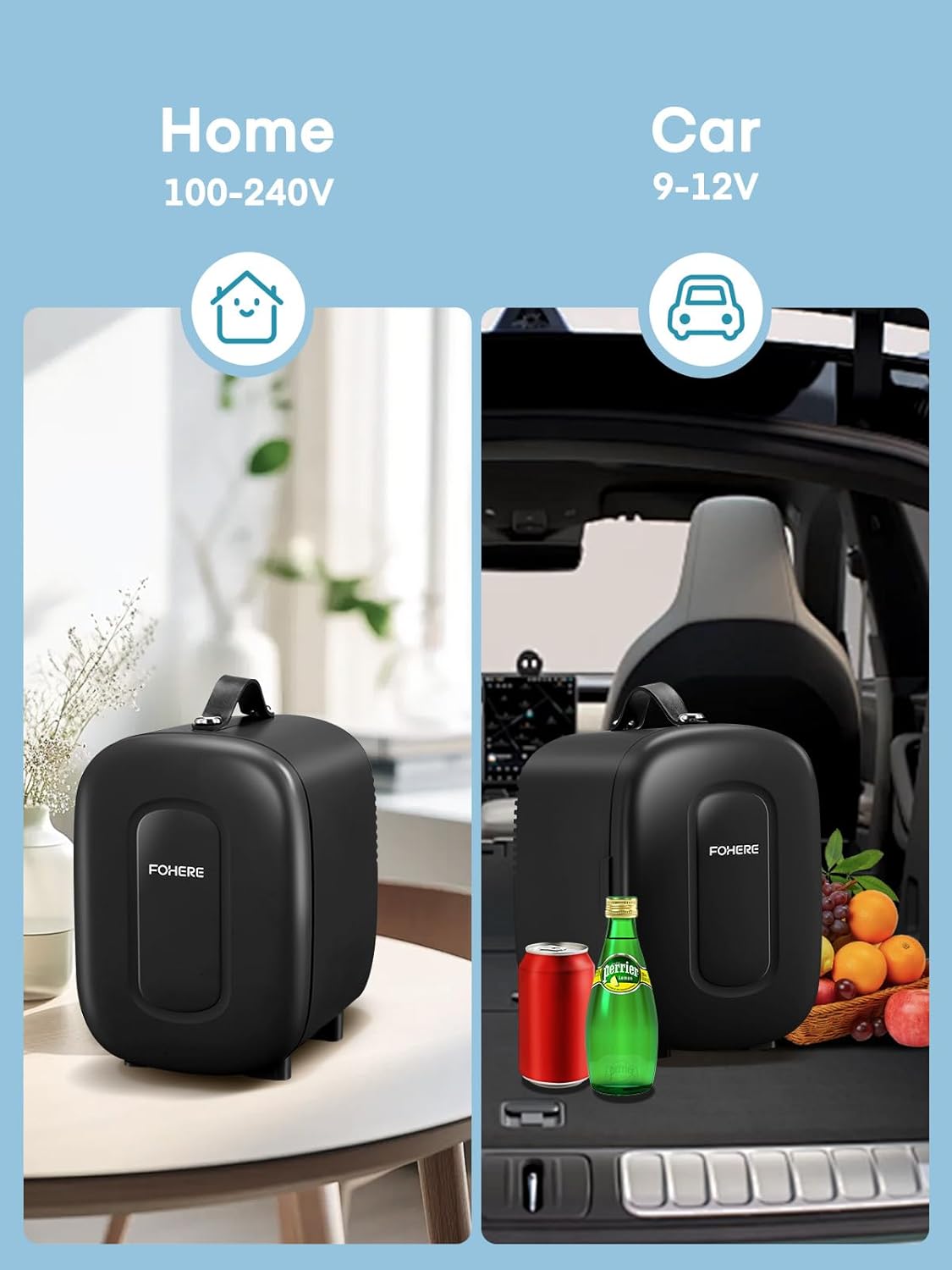 FOHERE - Mini Frigo 5L - compact 6 canettes, AC/DC, cosmétiques, bureau