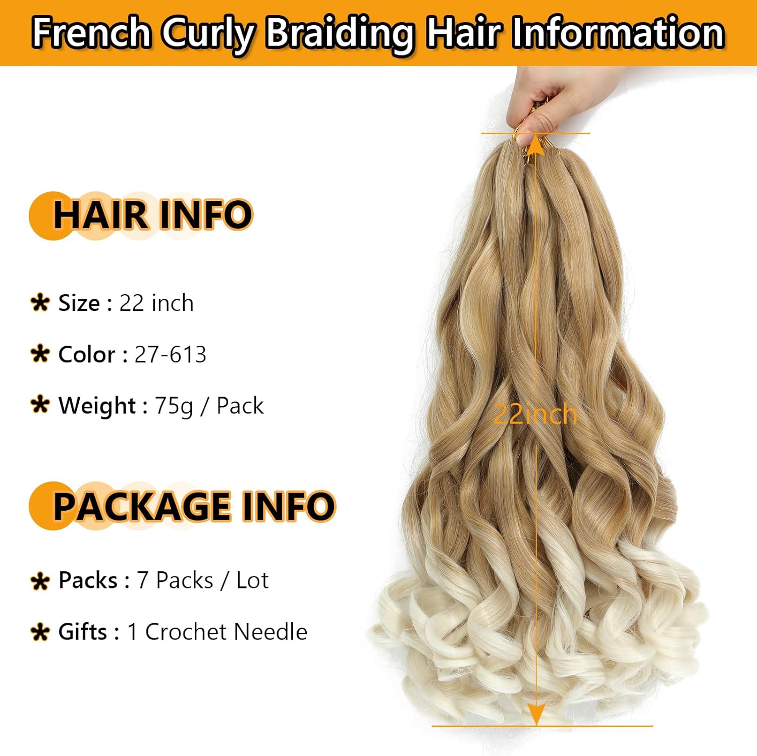 Meches Boucle - French Curl 56cm - 7 Paquets Cheveux Bouclés 27/613