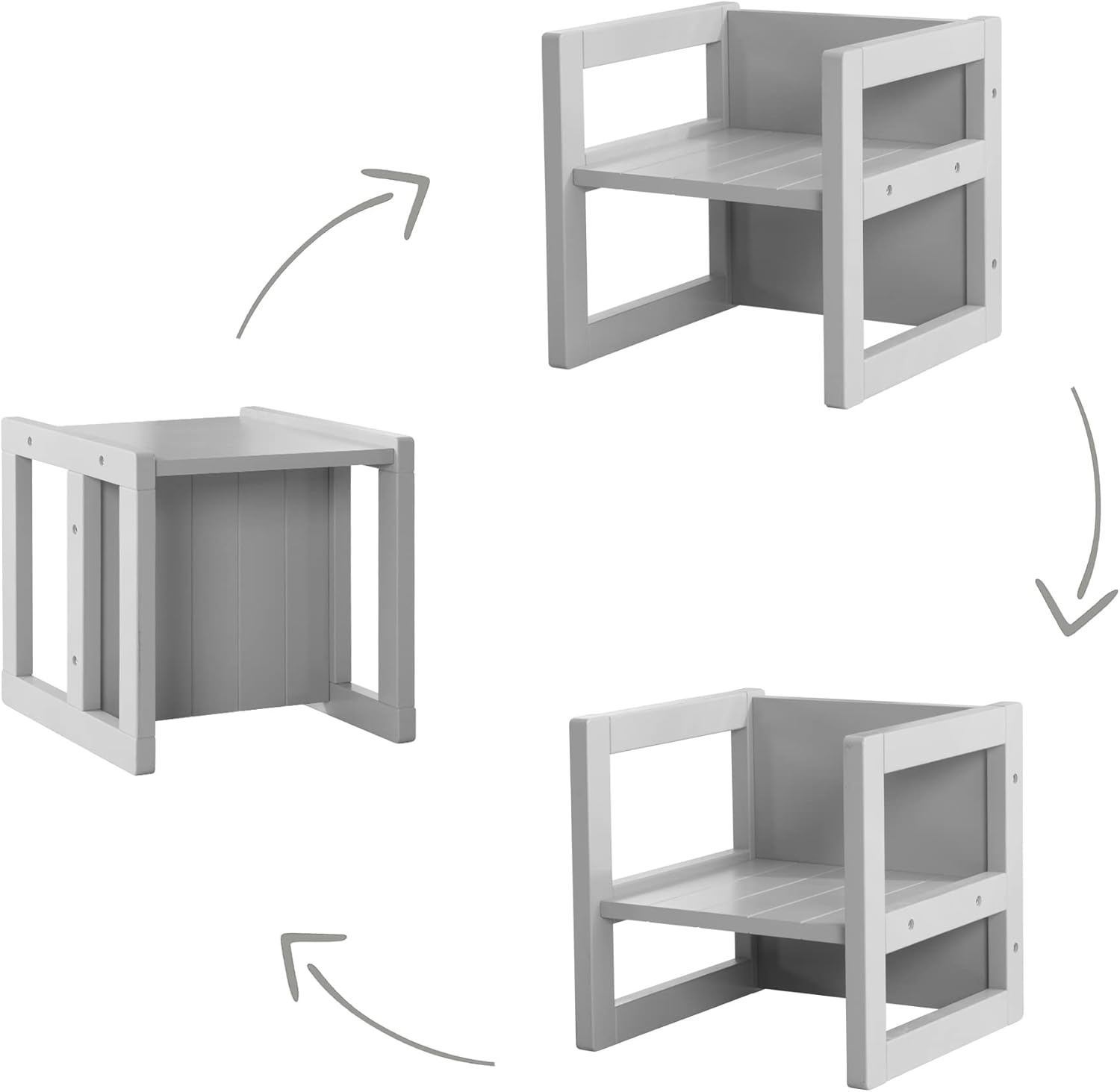roba - Ensemble table et 2 chaises enfant - 3 hauteurs - style campagne, gris