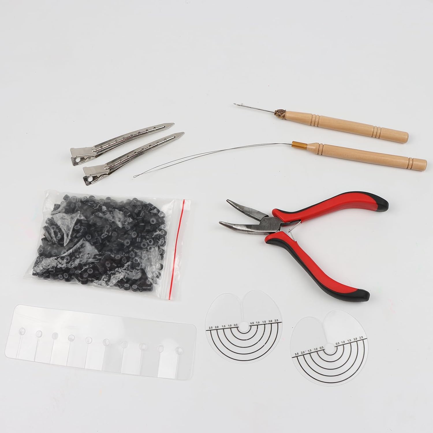 Kit d'outils pour extensions de cheveux, 500 micro anneaux, 5mm, accessoires essentiels pour pose et retrait