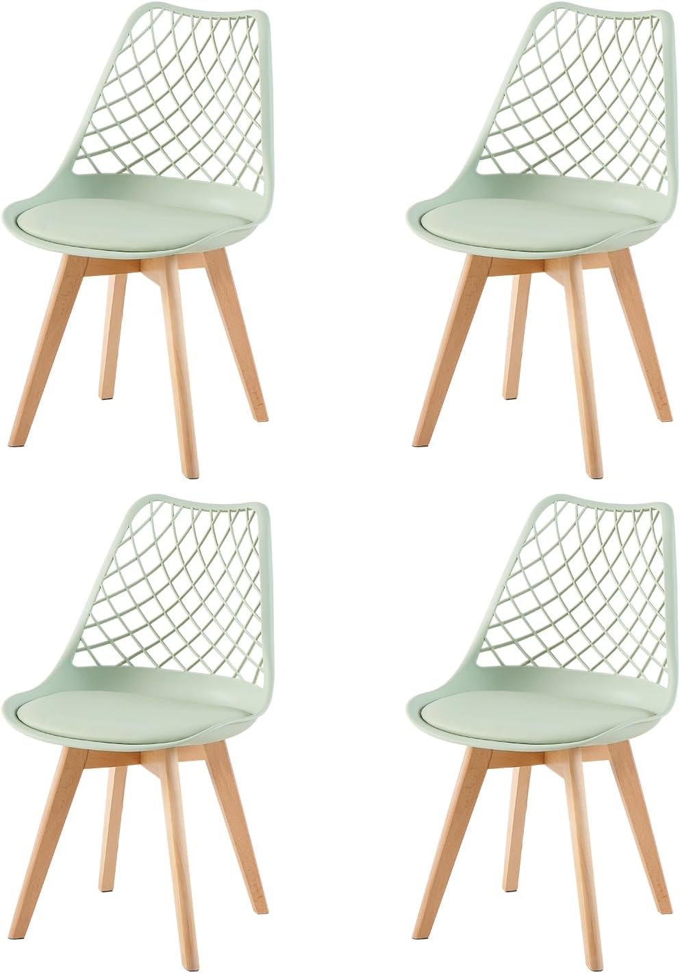 EGGREE - chaises scandinaves creusées - bois hêtre, coussin, lot de 4, testées SGS