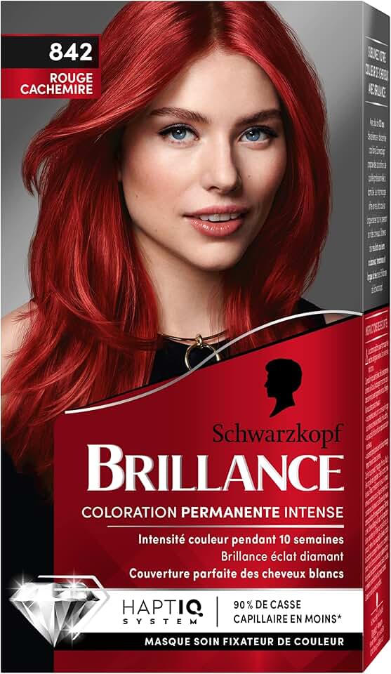 Schwarzkopf - Brillance Intense - éclat diamant, soin nourrissant, couvre 100% blancs - Rouge Cachemire 842