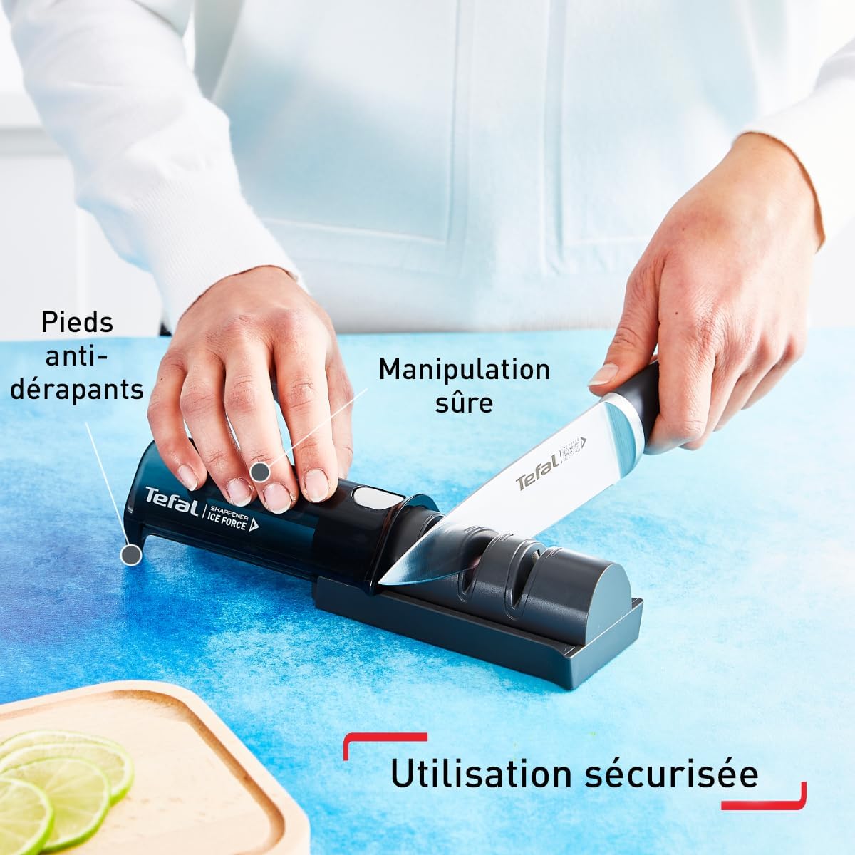 Tefal - Aiguiseur Ice Force - affûtage 3 étapes, rétractable, compact, K2650534
