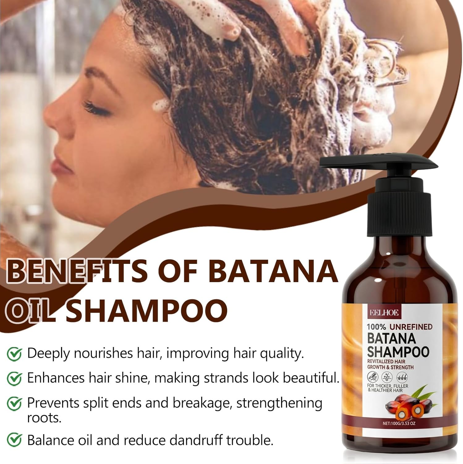 Shampoing - Huile de Batana & Extrait de Citron - Nutrition et hydratation - Adapté tous types de cheveux