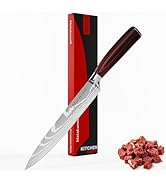 Matakumi Couteau à viande avec lame de 20 cm – Couteau de cuisine extra tranchant style damassé...