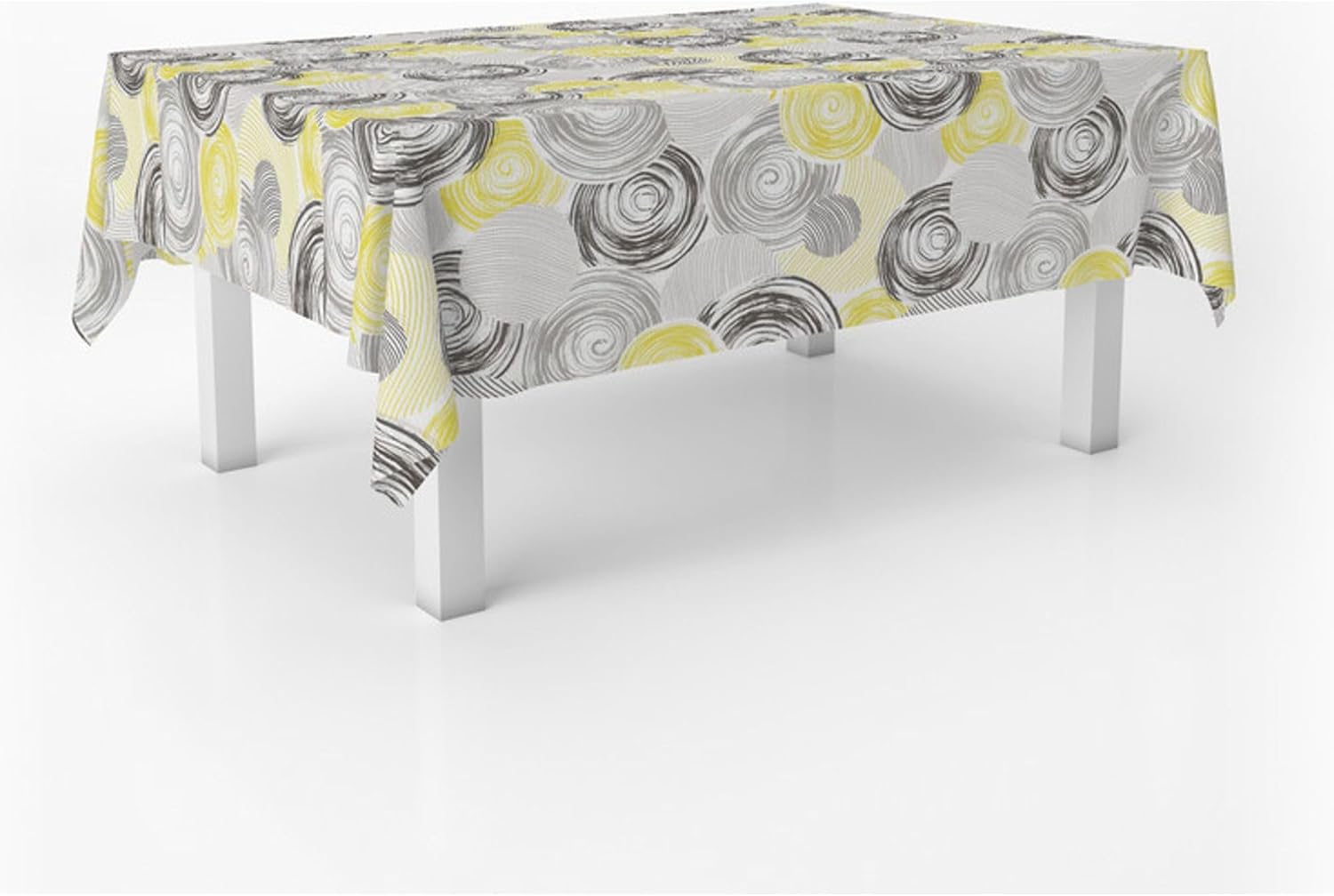 Nappe en toile cirée - Circle Jaune - 220x140 cm - Antitache, imperméable, facile d'entretien