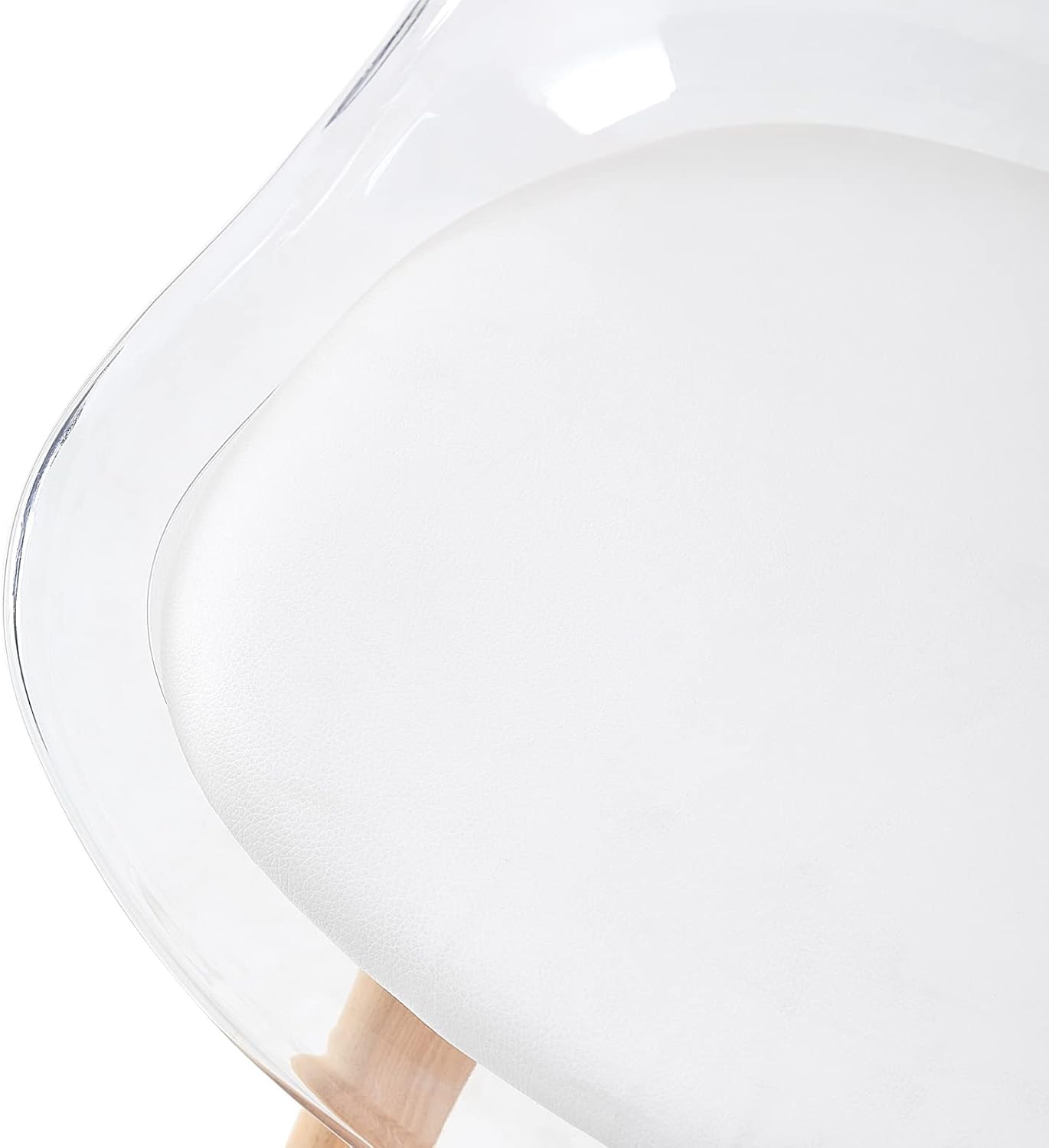 EGGREE - chaises scandinaves lot 8 - bois hêtre - coussin cuir blanc, dossier transparent, testées SGS