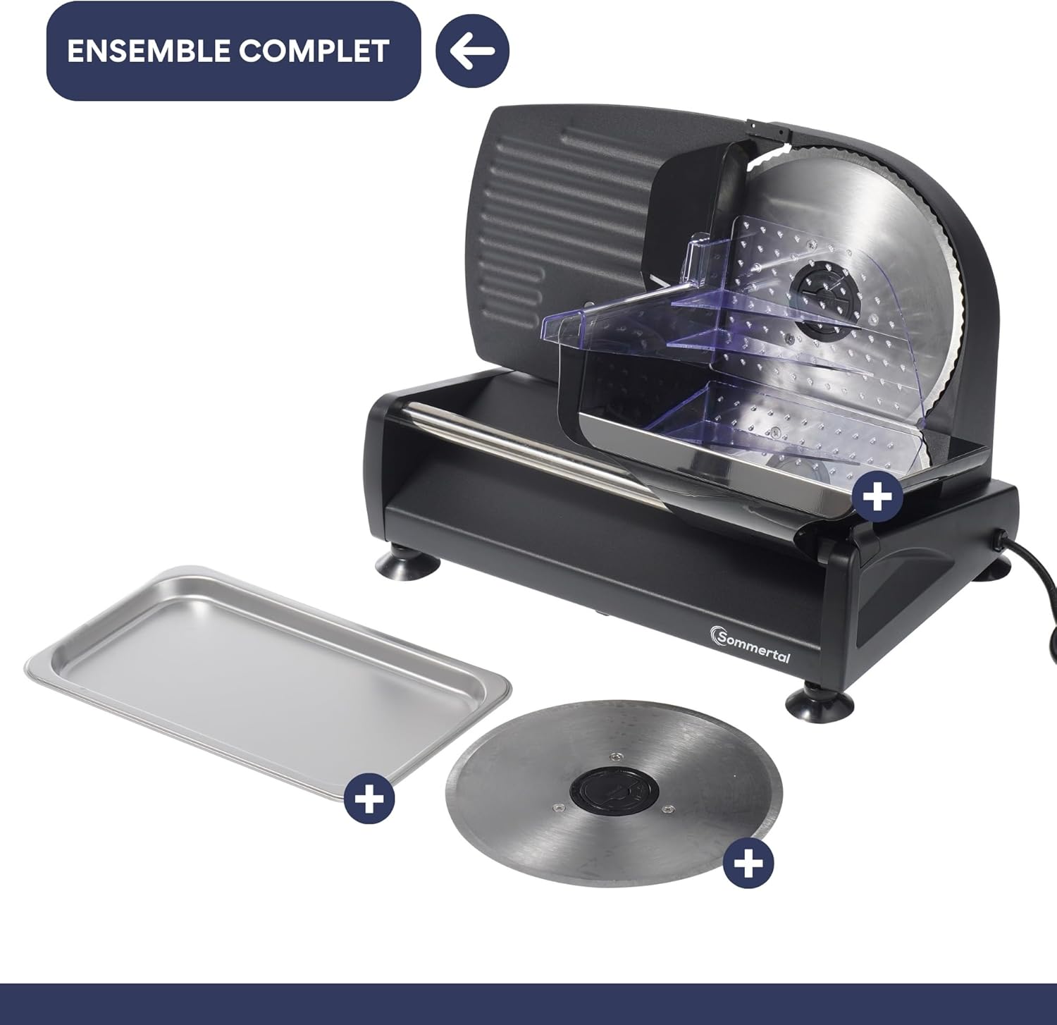 Trancheuse universelle inox 200W, lame dentelée, 0-15mm, AS190 DUAL