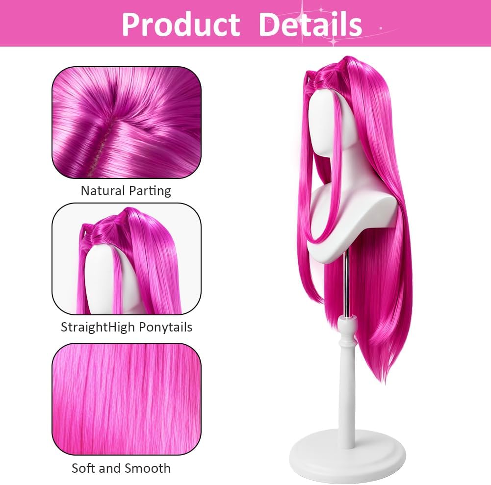 Perruque cosplay - longue tresse violette - perruque anime, fête, Halloween