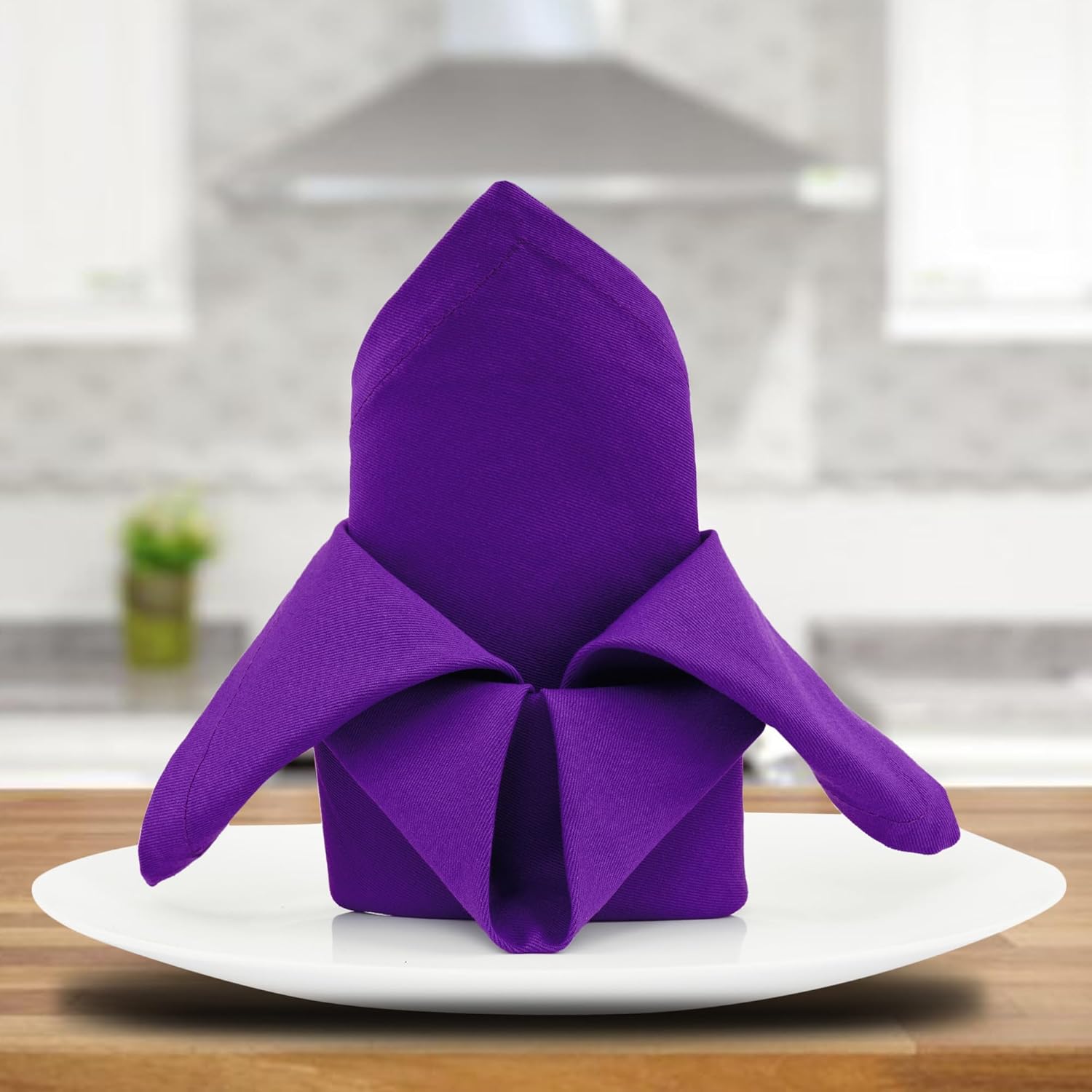 Sweet Needle - serviettes de table surdimensionnées 45x45 cm - coton épais, coins arrondis, lot de 12, violet