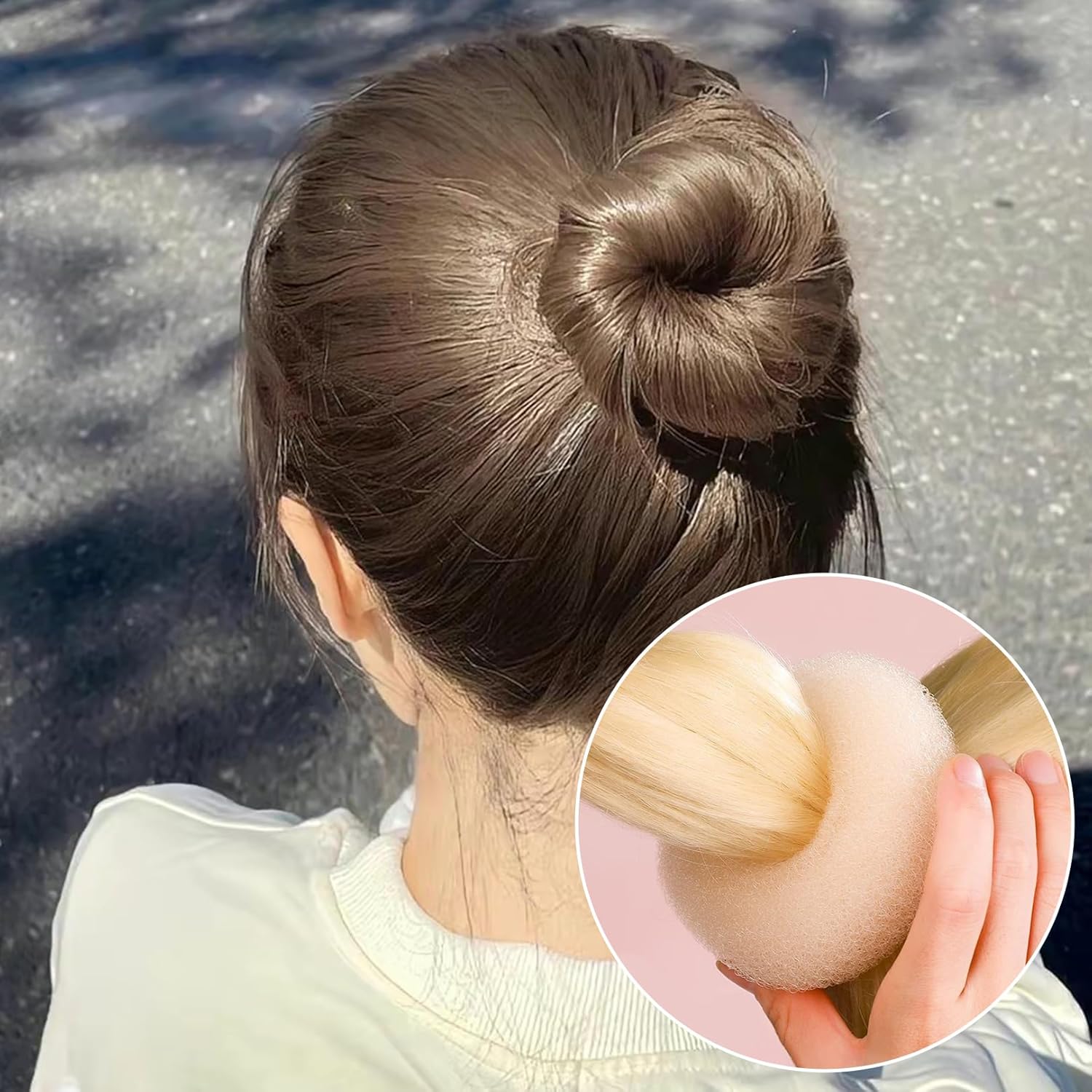 Accessoire chignon cheveux - lot de 4 donuts blancs - pour femmes et enfants