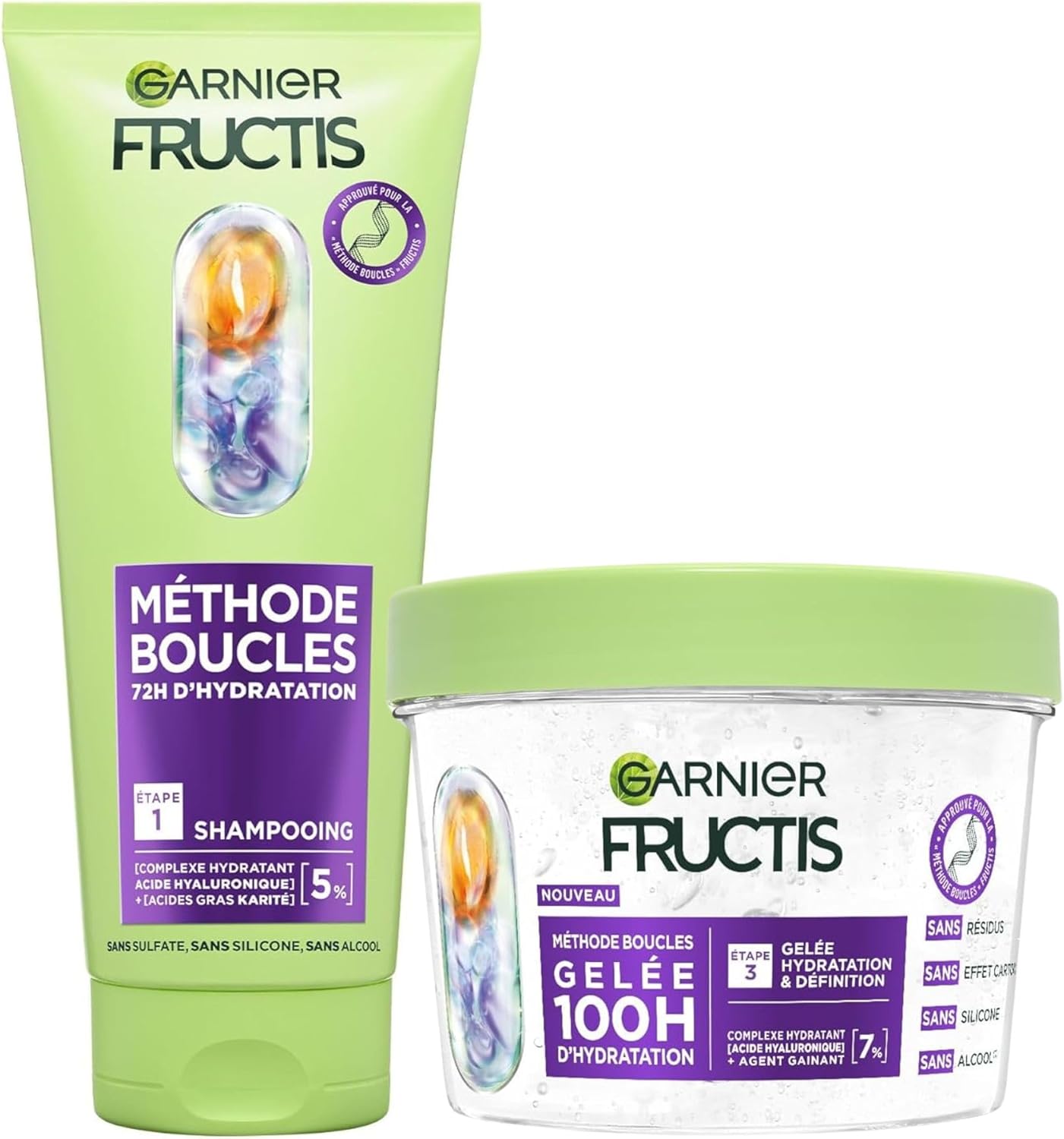 Garnier - Fructis Méthode Boucles - shampooing & gelée - hydratation & définition cheveux bouclés