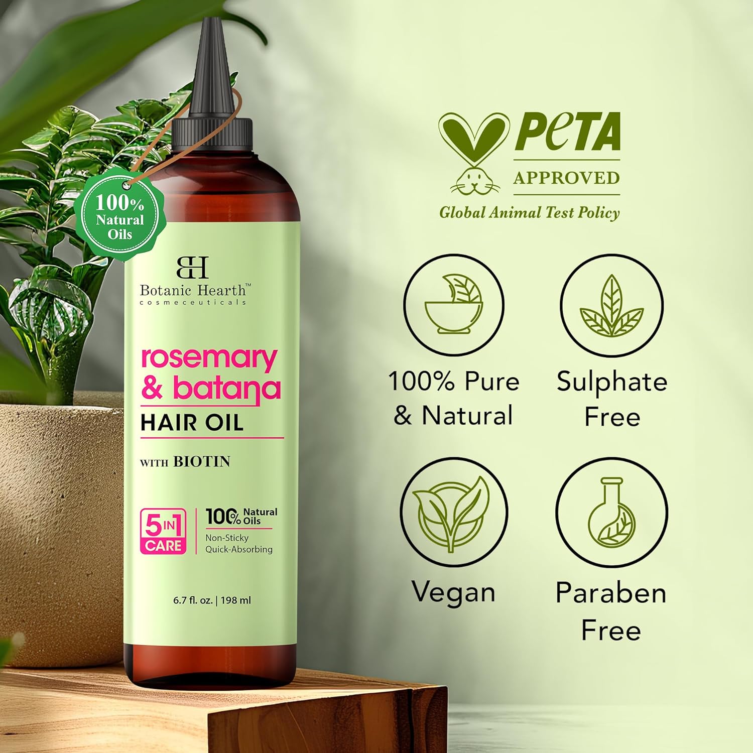 Botanic Hearth - huile capillaire romarin/sureau - 200ml - cheveux forts, sans paraben