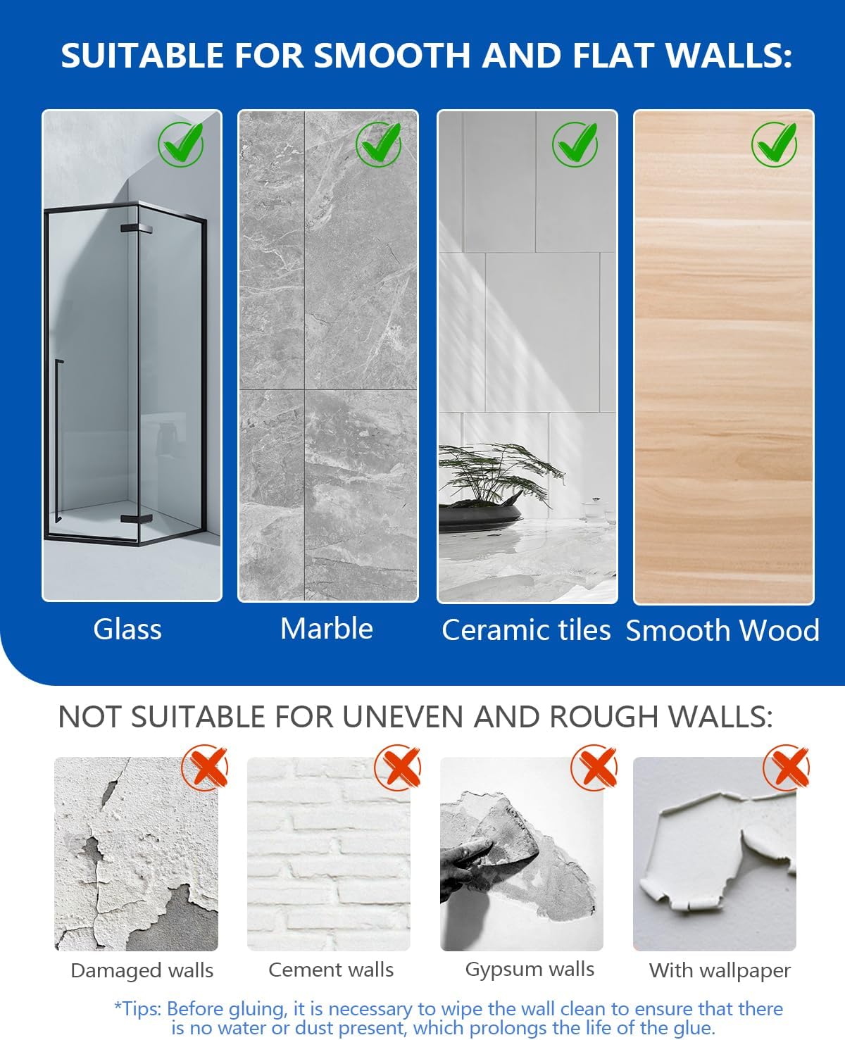 AceMining - 4 Pack salle de bain inox, étagère adhésive, sans perçage