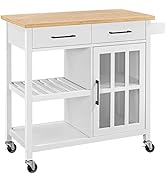 Yaheetech Desserte à roulettes Étagère de Cuisine Desserte Mobile Étagère de Rangement avec Porte...