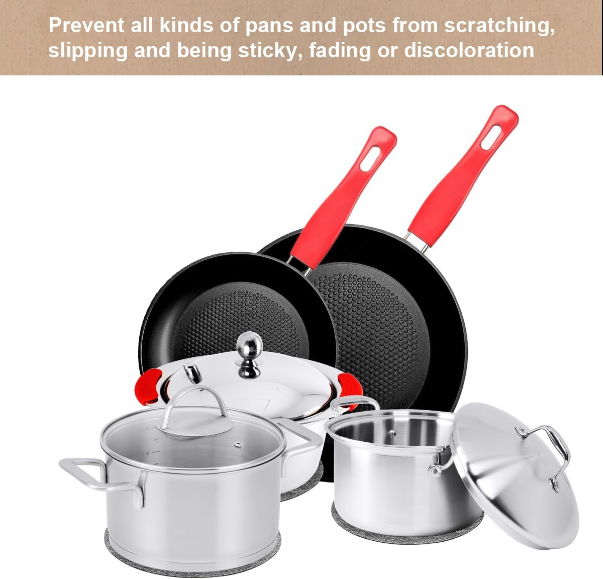 flintronic - Protège-casseroles 4 pièces 19,1cm - Protection anti-rayures