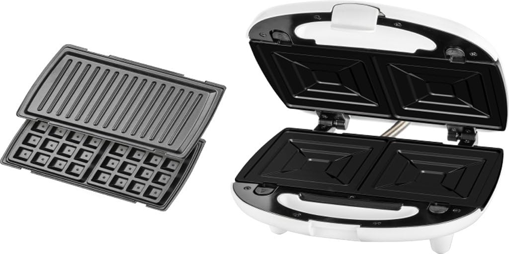 ECG - croque-monsieur 3en1 inox/plastique, blanc, multifonction - ECG399