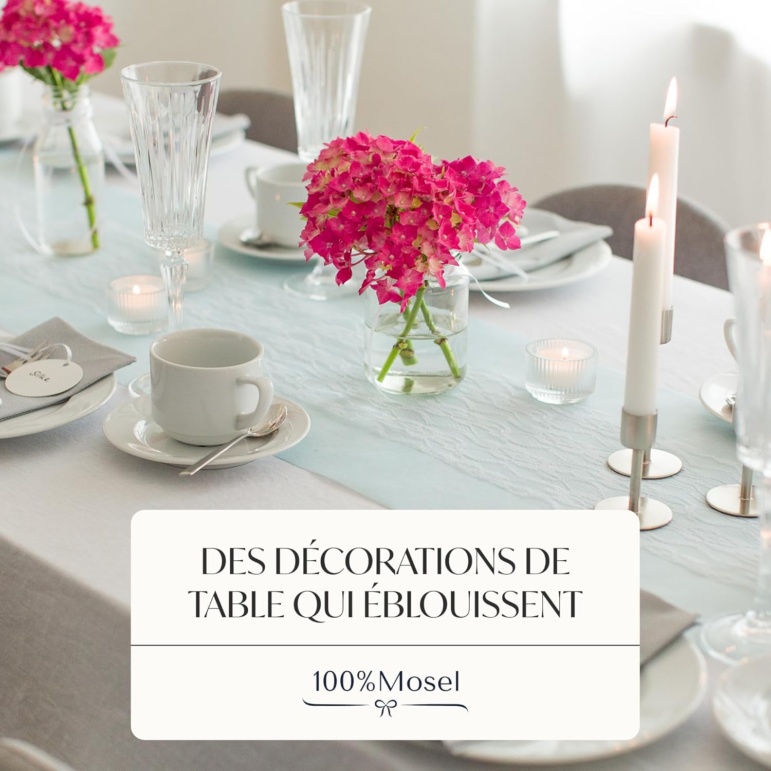 100%Mosel - Chemin de table - 30x2500cm - non-tissé bleu clair