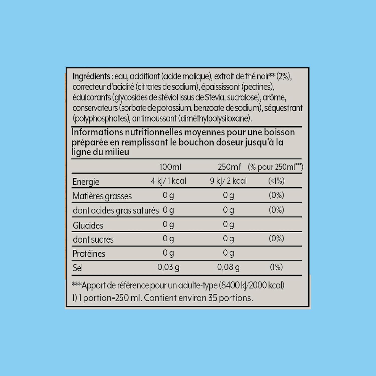SodaStream - concentré Lipton Ice Tea Pêche Zéro - 440ml - prépare jusqu'à 9L, goût original