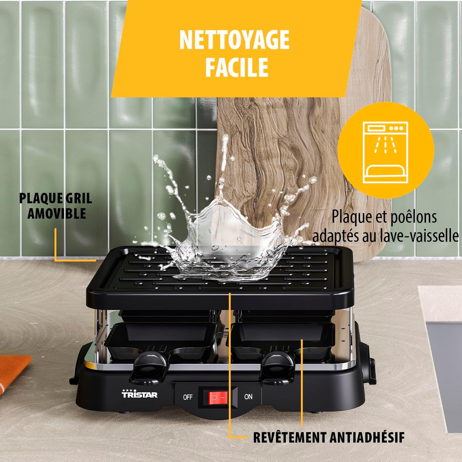 Tristar - Raclette RA-2949 - 4 personnes, 500W, revêtement antiadhésif
