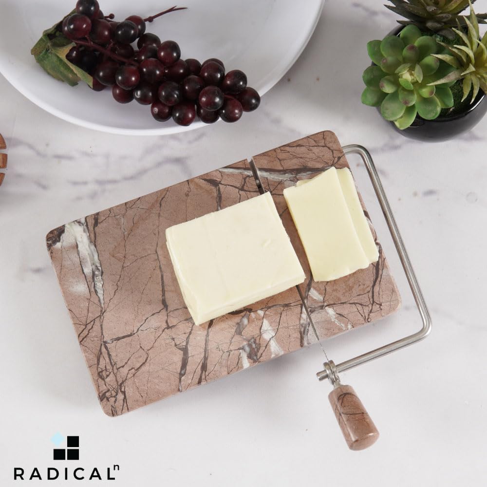 RADICAL - trancheuse à fromage marinara - marbre - 4 fils de rechange, coupe-beurre, planche à découper