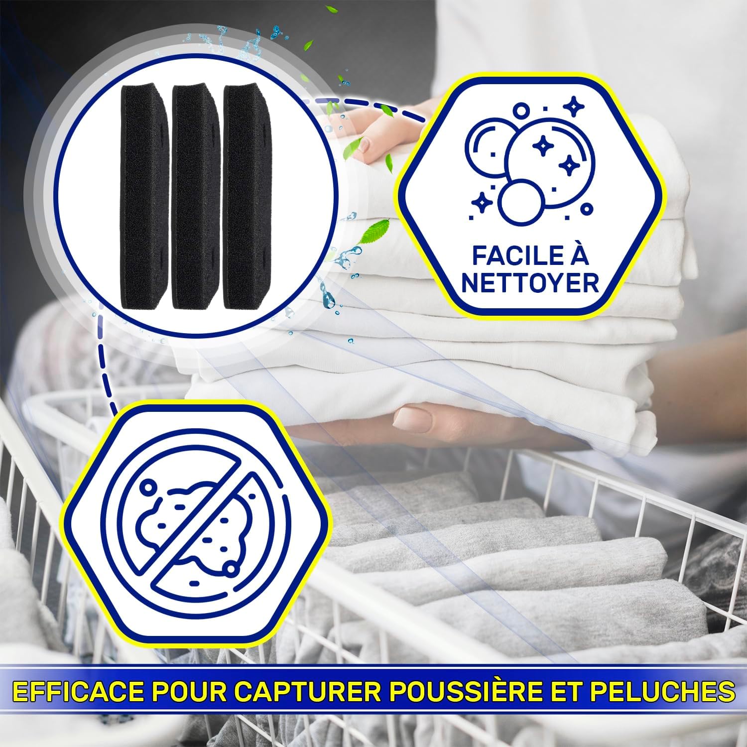 Filtre mousse sèche-linge - 208x155x30mm - compatible Miele 9164761