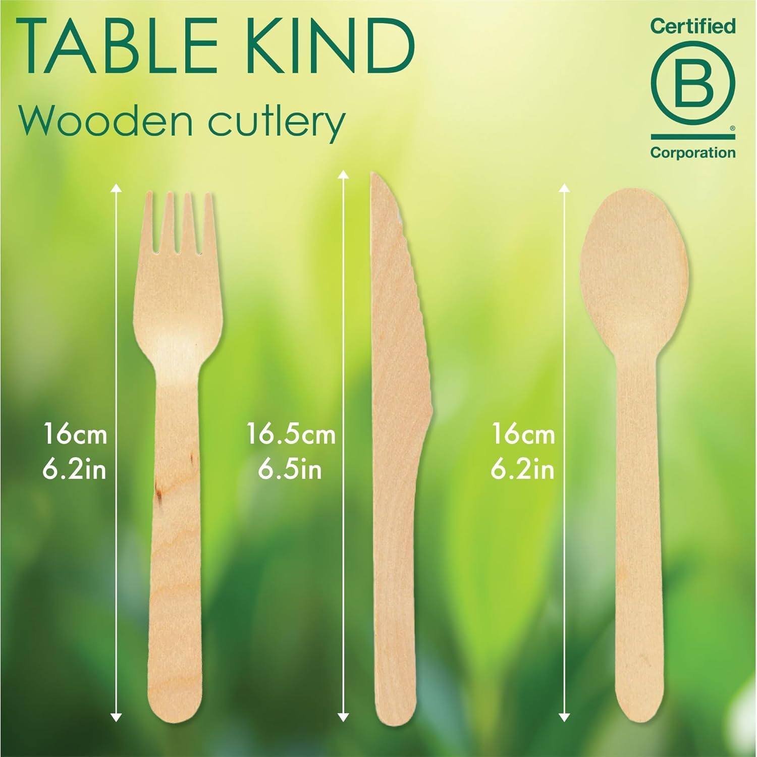 Talking Tables - Couverts bois fête/camping 16cm - 150 pièces