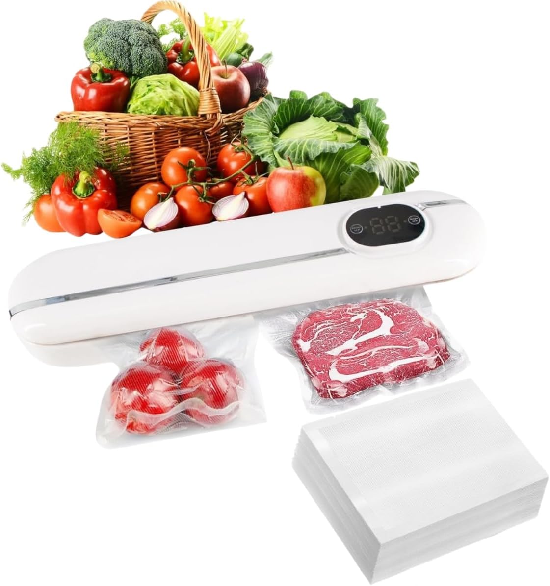 Machine sous vide alimentaire 5 en 1, 100 sacs inclus, mode sec/humide