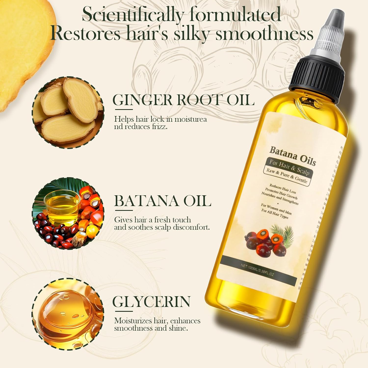 Huile de Batana bio - peigne applicateur - restaure, brillance cheveux