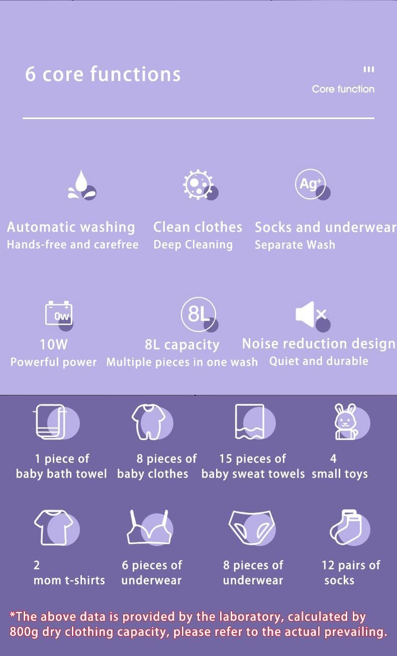 Machine à laver portable 12L - mini, compacte, bébé, camping, pourpre