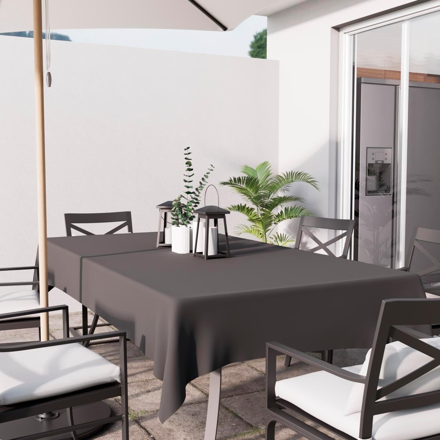 Soleil d'Ocre - Alix nappe rectangle 140x300 cm, polyester anti-taches, anthracite