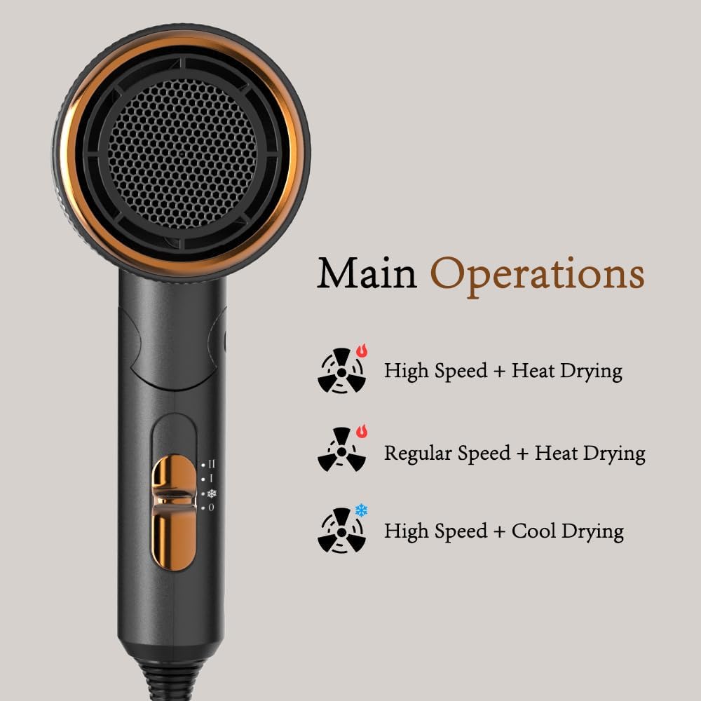 RESCIEN - Sèche-cheveux ionique pliable - 10x7x19cm - 2000W, léger, sèche rapidement, voyage - 2026