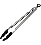 Tala Pince de service en acier inoxydable avec tête en silicone pour barbecue Noir 30 cm