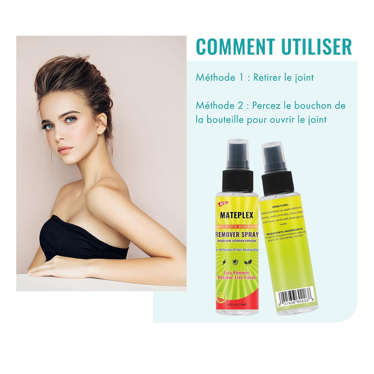 Dissolvant extensions adhésives/colle perruque - 118ml - action rapide, facile à utiliser, entretien postiches