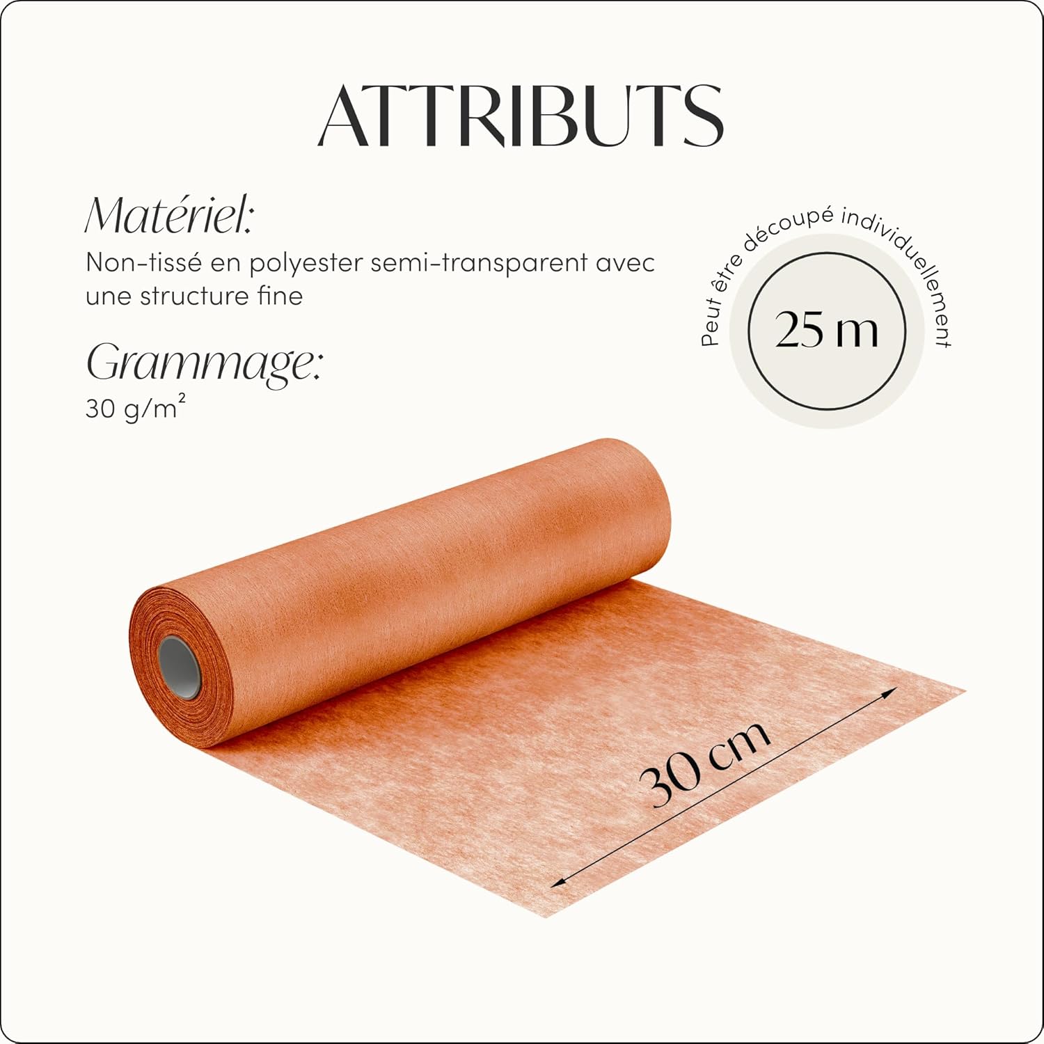 100%Mosel - Chemin de table non-tissé terracota - 30x2500cm - déco anniversaire et mariage