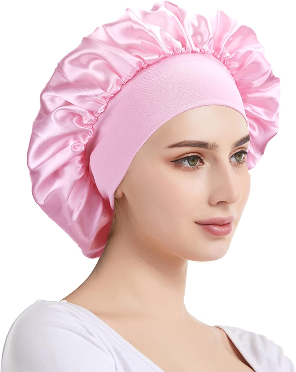 2 pièces bonnet satin nuit femme - soie - confort et protection cheveux