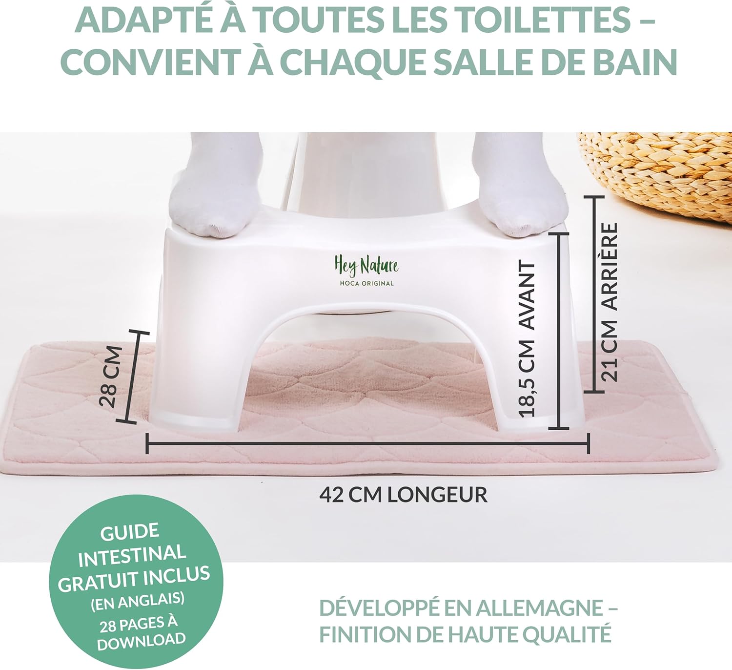 Hey Nature - HOCA Tabouret toilettes physiologique adulte/enfant, réduit hémorroïdes, constipation - HOCA