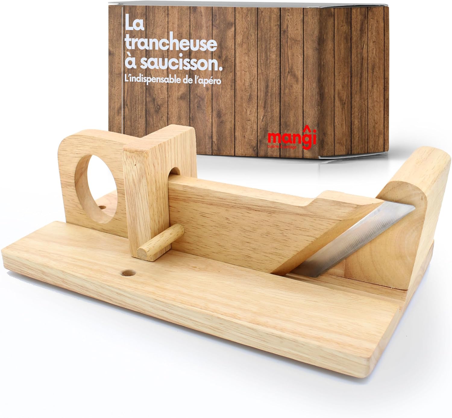 Mangi - trancheuse à saucisson bois éco-responsable - idéale apéro