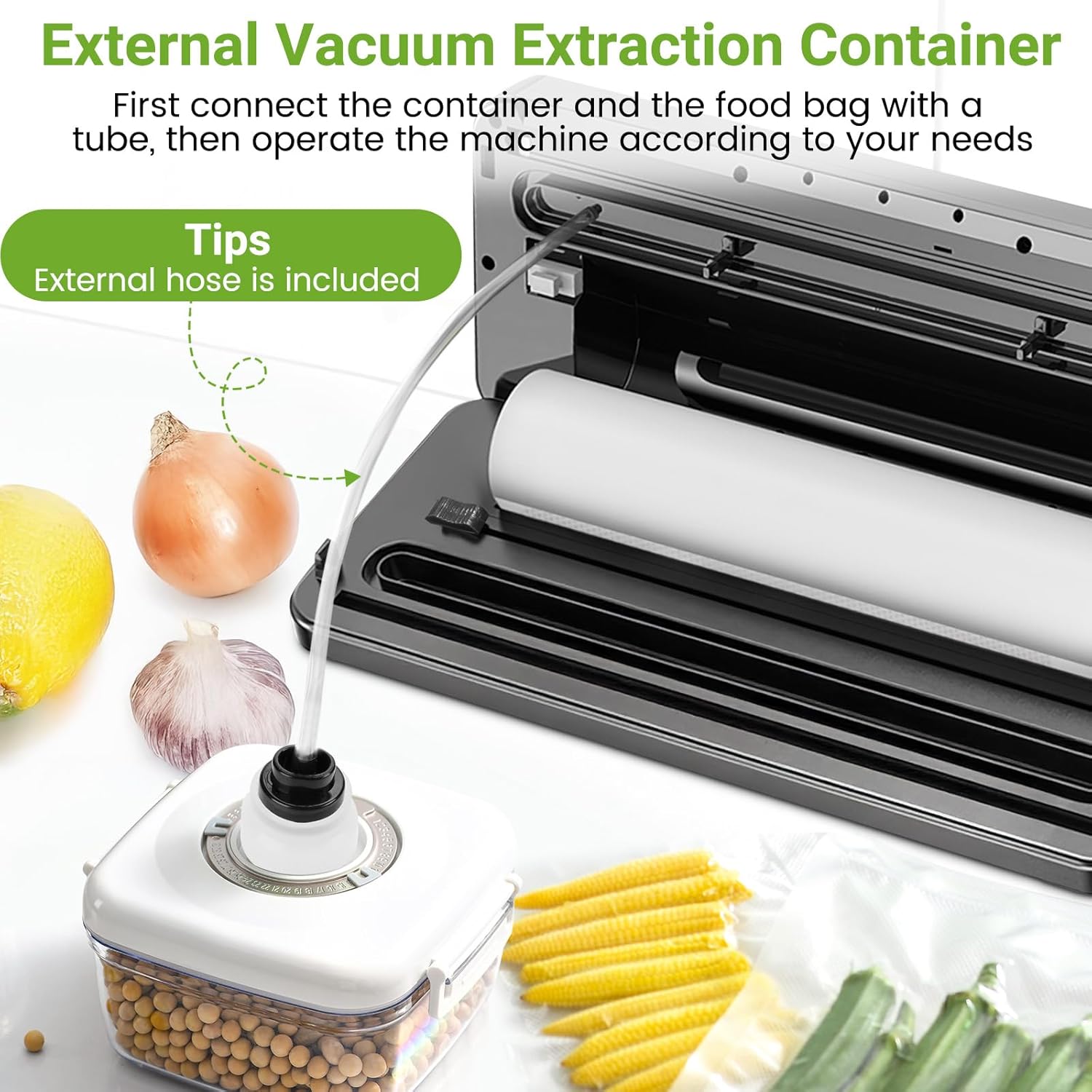 Machine Sous Vide Alimentaire - 6 en 1 - coupeur intégré, tuyau aspiration, sacs inclus